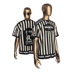   IMMORTAL PREMIUM BARBER COLLECTION T-SHIRT BLACK  (GOLD STRIPED - L/XL OVERSIZE) 